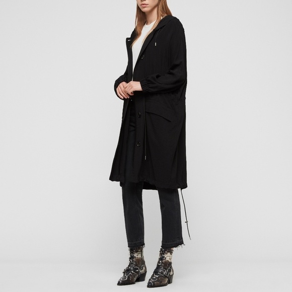 ALLSAINTS Lightweight Bay Parka Black Small - Picture 2 of 6